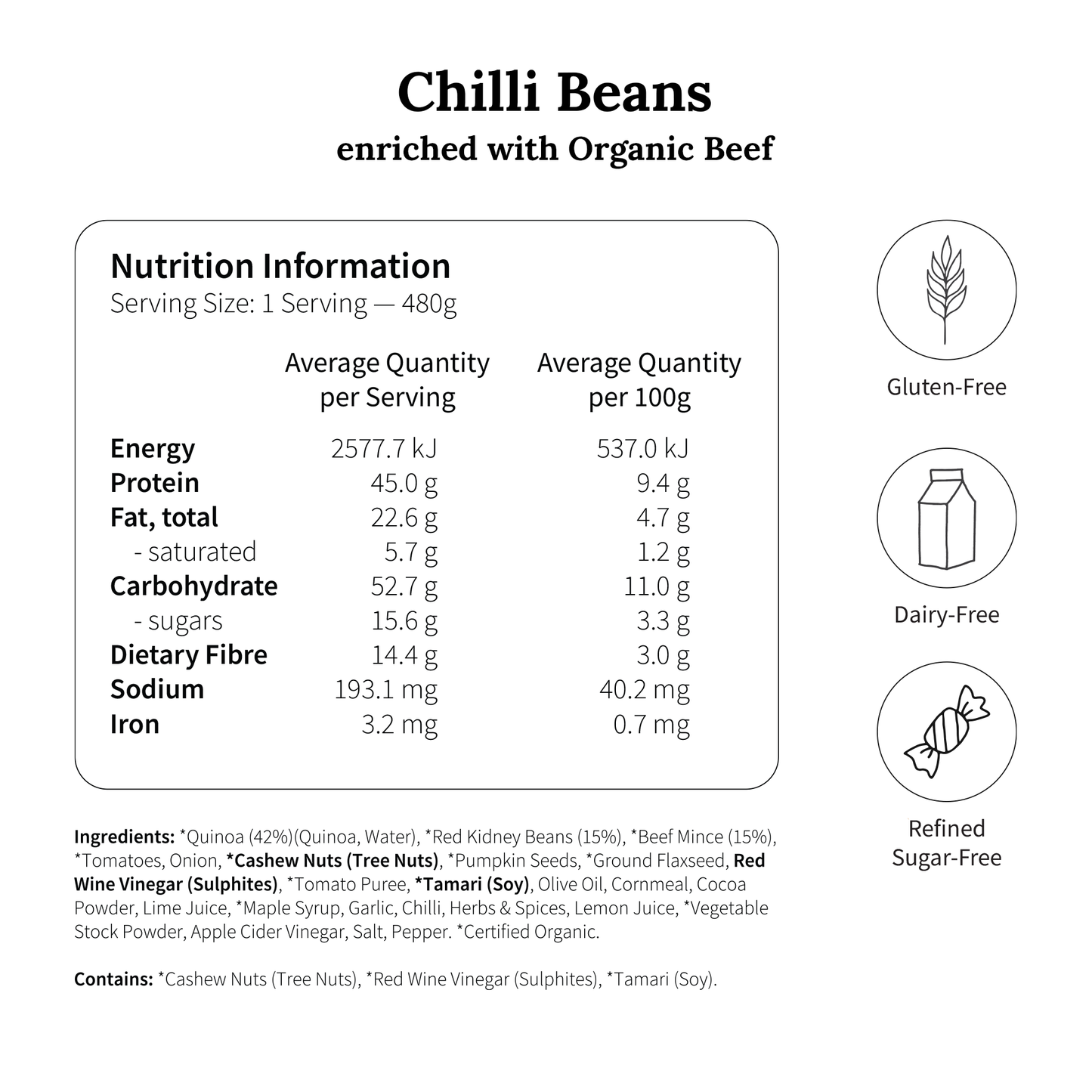
                  
                    Chilli Beans enriched with Organic Beef
                  
                